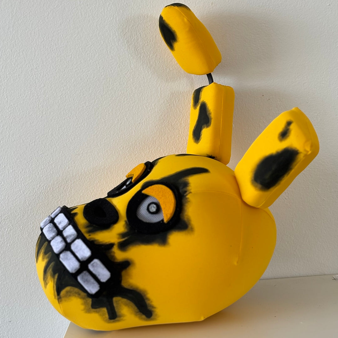 FNAF Springtrap yellow bunny hand painted cosplay mask - back view