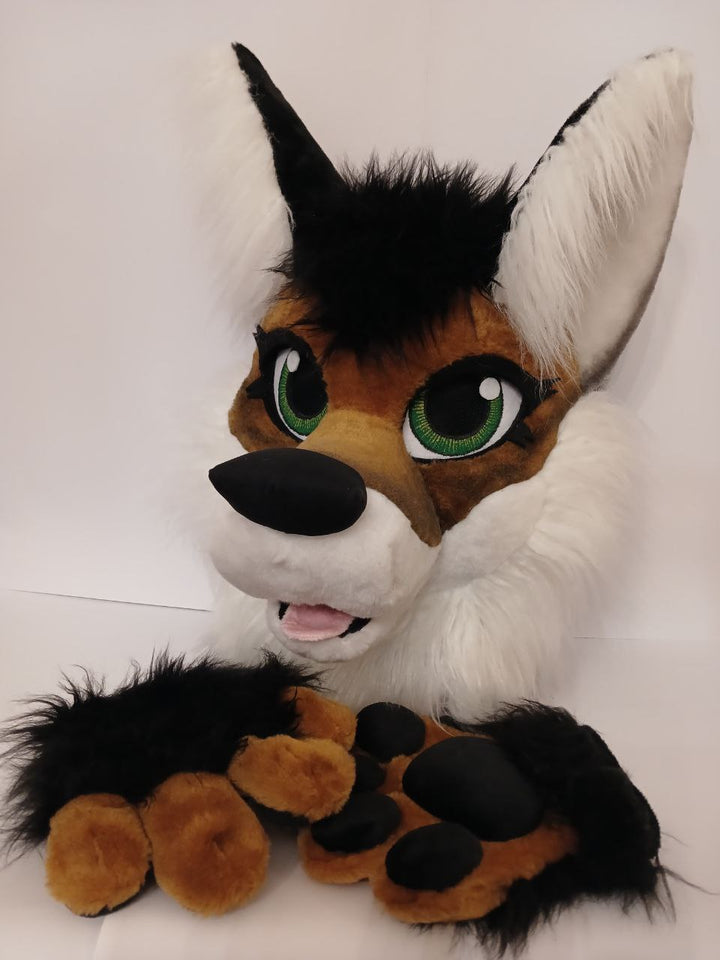 Brown airbrushed fox fursuit for sale