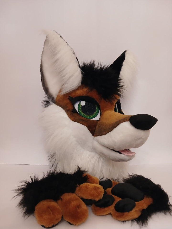 Brown airbrushed fox fursuit for sale