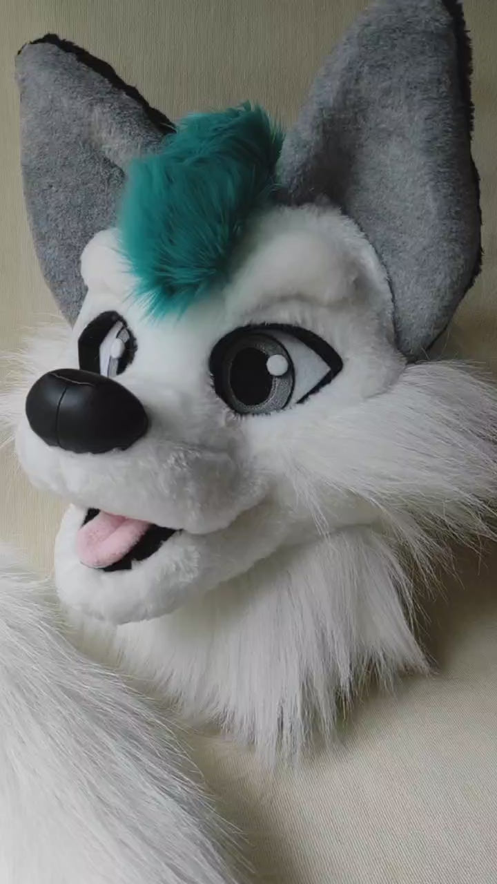 Arctic Unisex Wolf Fursuit Head and Tail - BASIC, size M/L PREMADE UA