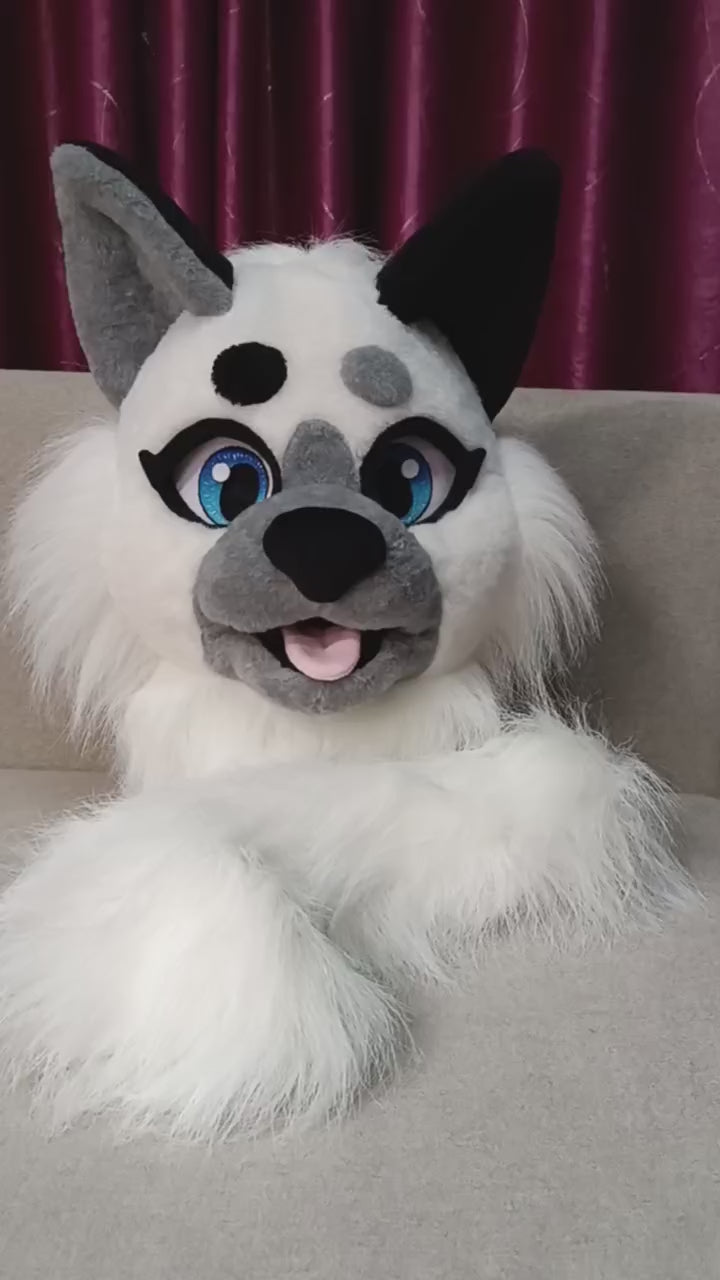 White  Cat Fursuit Head and  Tail - BASIC, size M/L PREMADE UA
