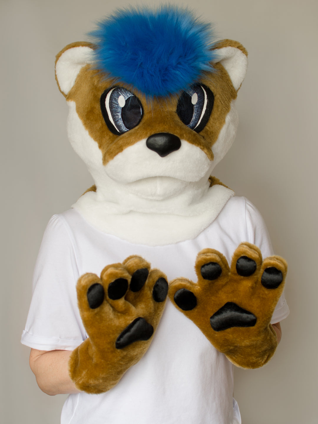 Otter fursuit head, hand paws, tail