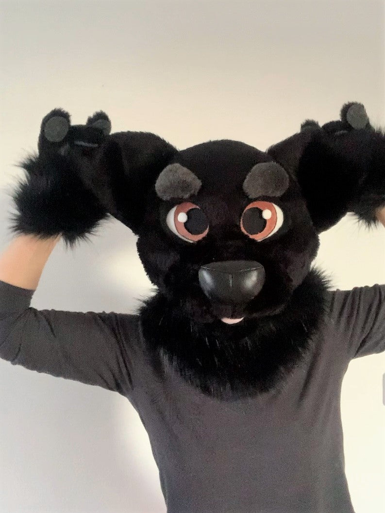 Black labrador dog fursuit head and tail 4"9 (145cm)-5"9 (176cm)